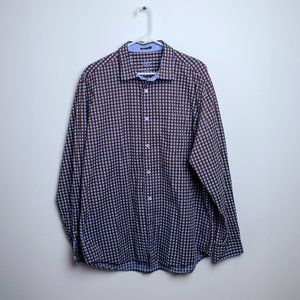 Bugatchi Blue-Brown Check Shirt XL